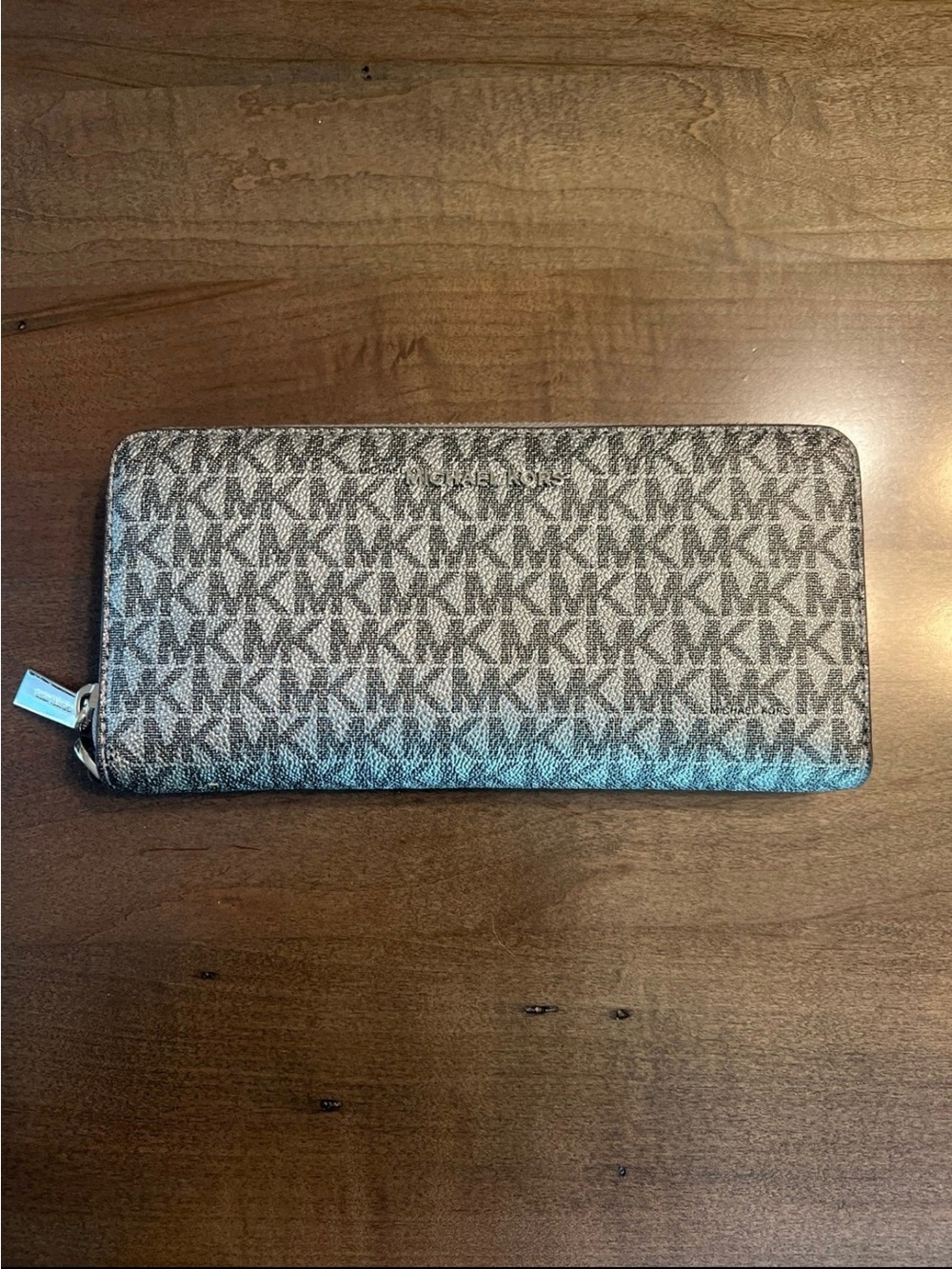 Michael Kors Monogram Zip-Around Wallet in Gray